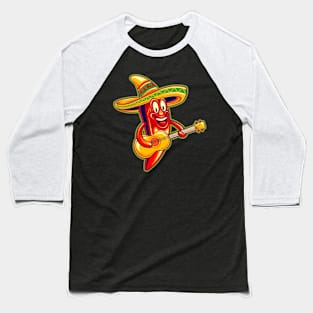 Mexican Red Hot Chilli sombrero vihuela Cinco De Mayo Baseball T-Shirt